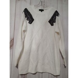 Lane Bryant Sweater Ladies 14‎ White Black Lace